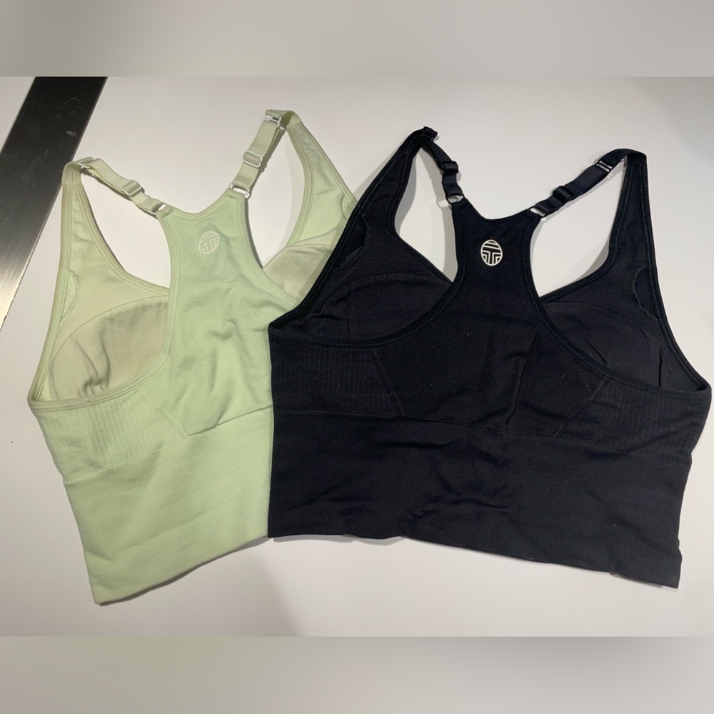Tory Sport long line sports bra - black & pastel green - size xs
